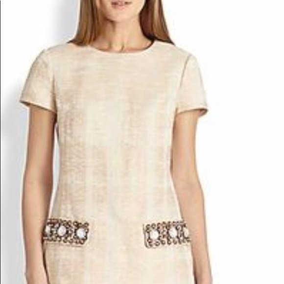 Tory Burch Jillian Ivory Embellished jeweled women's Tunic Top sz 6 - Picture 13 of 14